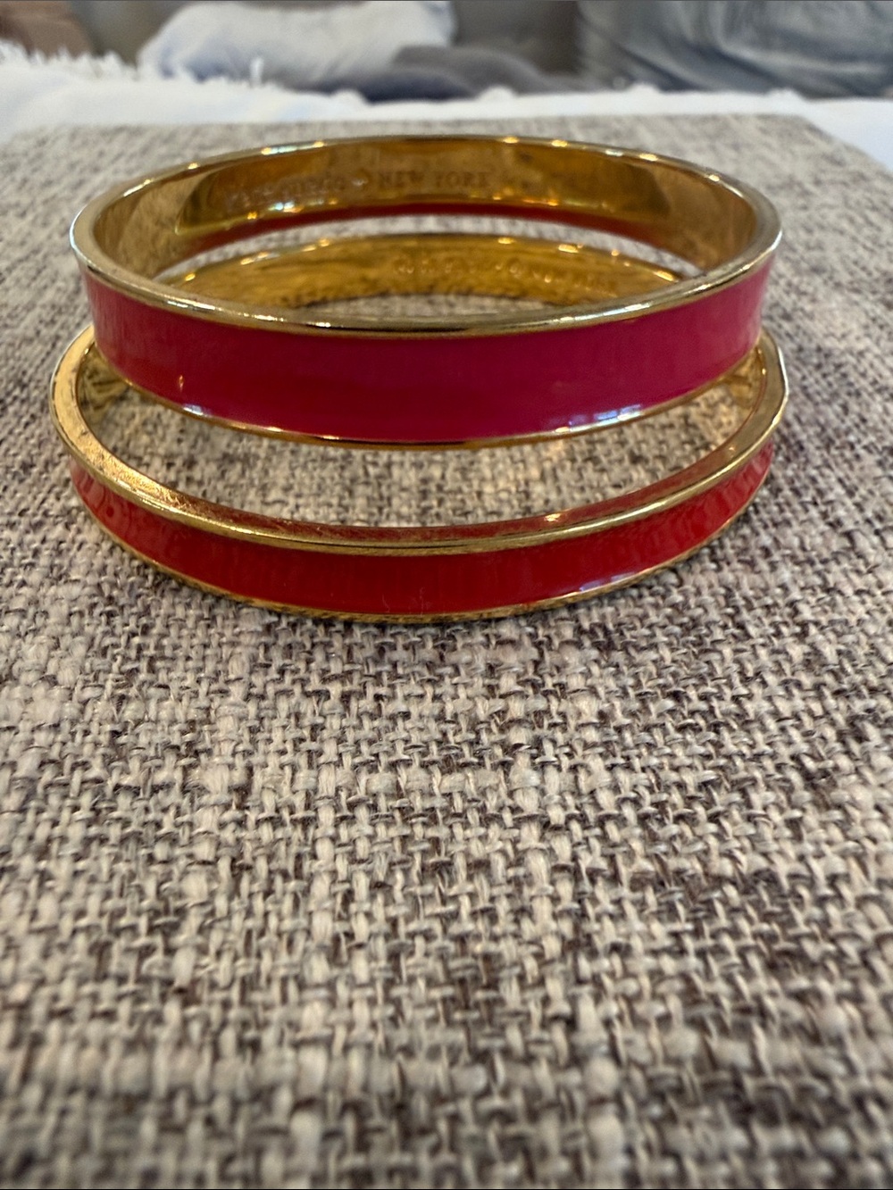 kate spade Gold-Tone Pink and Red Enamel Bangle Bracelets - Set of 2